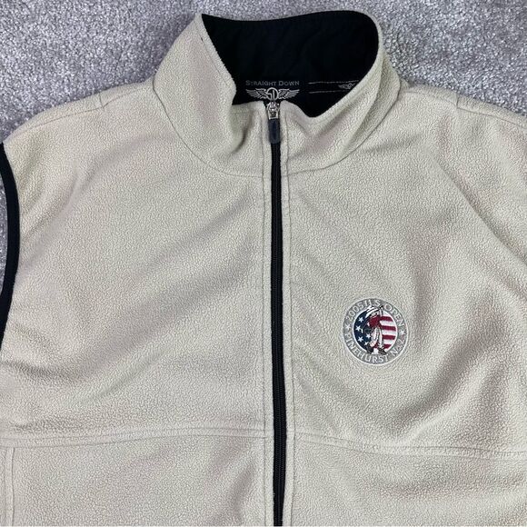 Straight Down Vest Men’s Large Beige Fleece Zip 2005 US Open Pinehurst Logo Golf - Picture 1 of 12